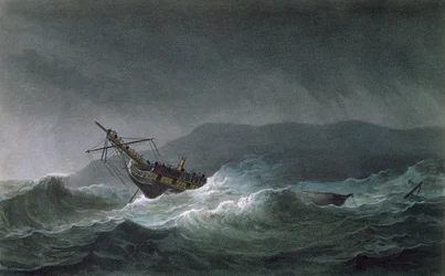 Verlies van de Blanche, bij Abrevack, 4 maart 1807, gegraveerd door T. Sutherland voor 